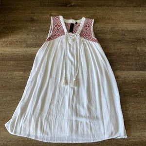 White with red dress